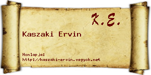 Kaszaki Ervin névjegykártya